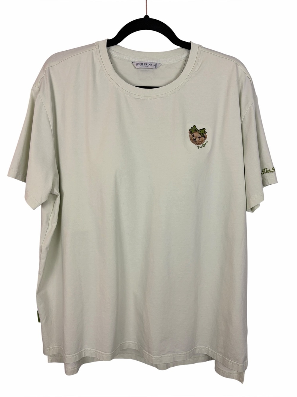 Teenie Weenie “TWBEAR” Oversized Graphic Tee With Built-In Bra Light Sage Green